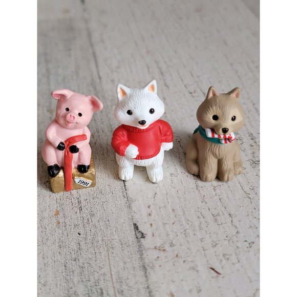 Hallmark merry Miniatures pig bee honey bunny set Xmas decor - Picture 4 of 6